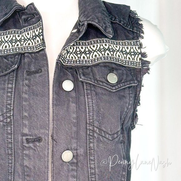 H&M Coachella Denim Embroidered Boho Vest Waistcoat - Picture 3 of 10